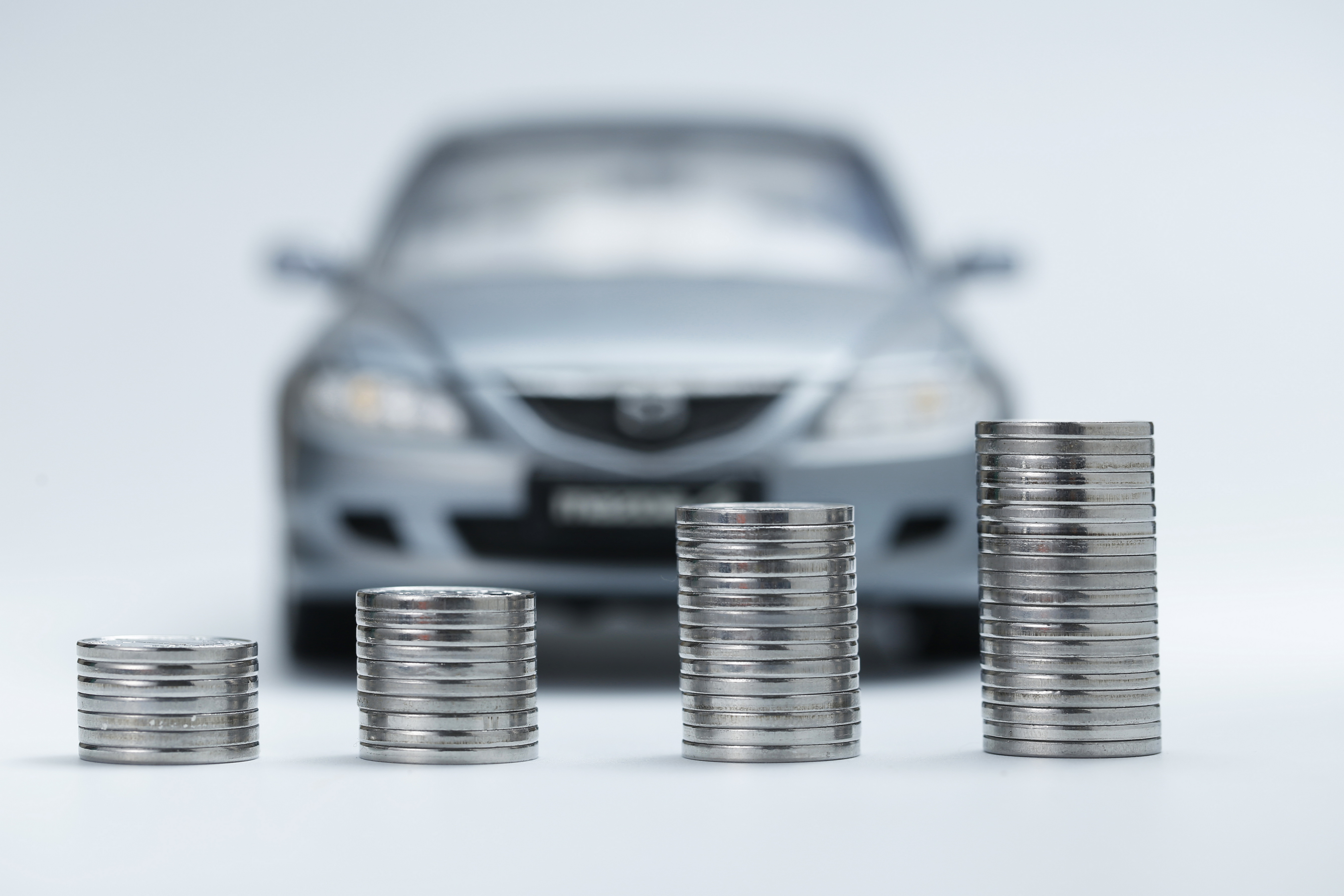 Toy car with coins and a calculator